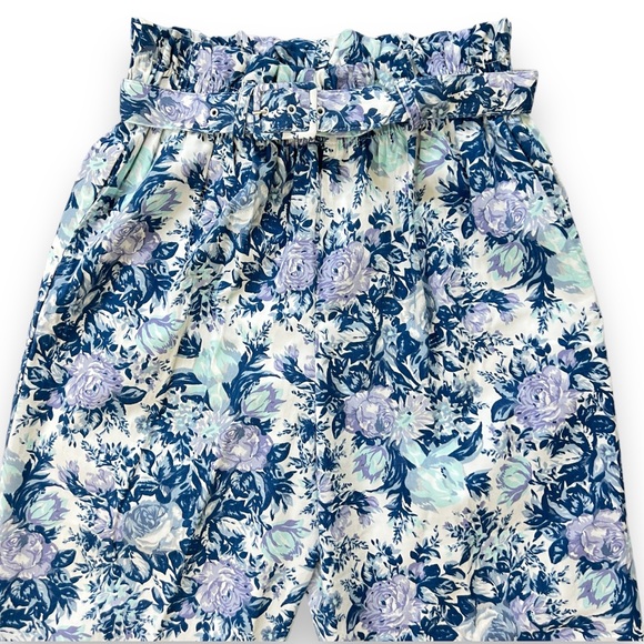 Vintage paper bag pants with high waist floral print, size large - Picture 2 of 16